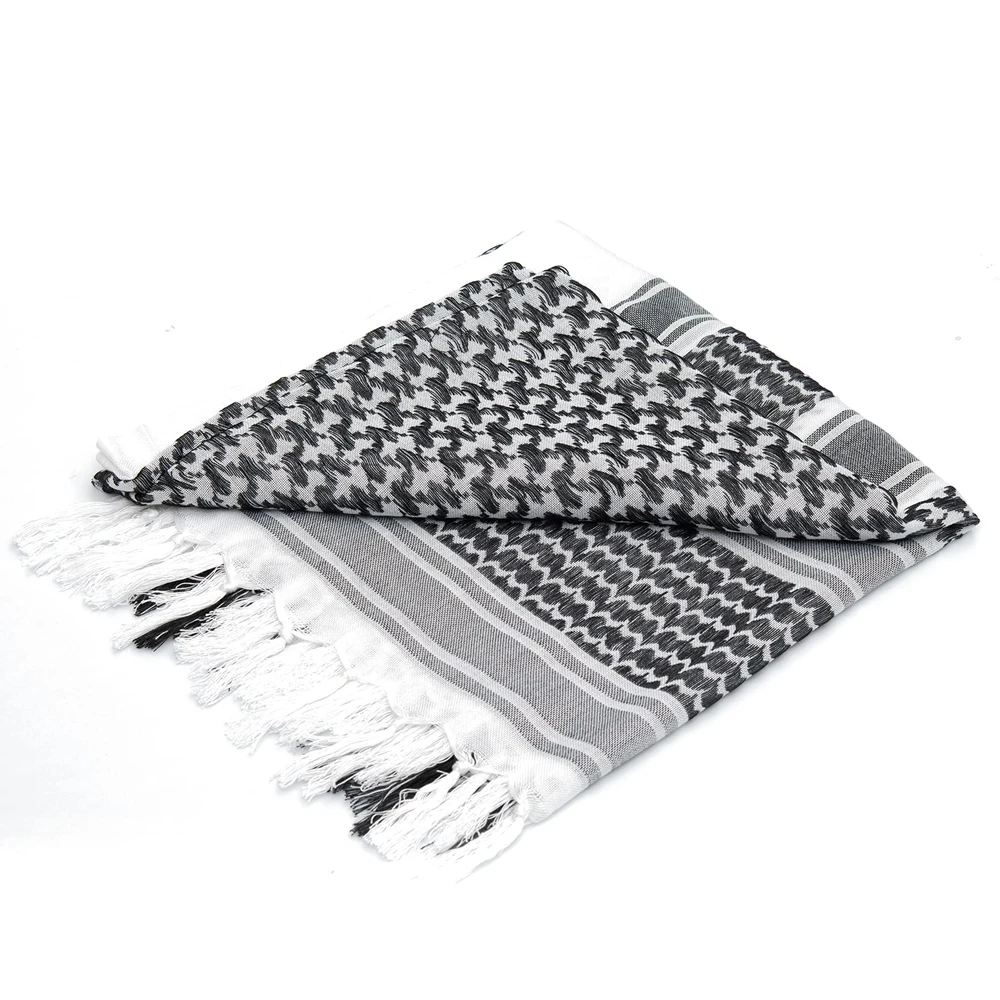 Shemagh-bufanda militar táctica árabe para hombre y mujer, Hijab musulmán a prueba de viento con borla, para senderismo al aire libre y desierto - imagen 4