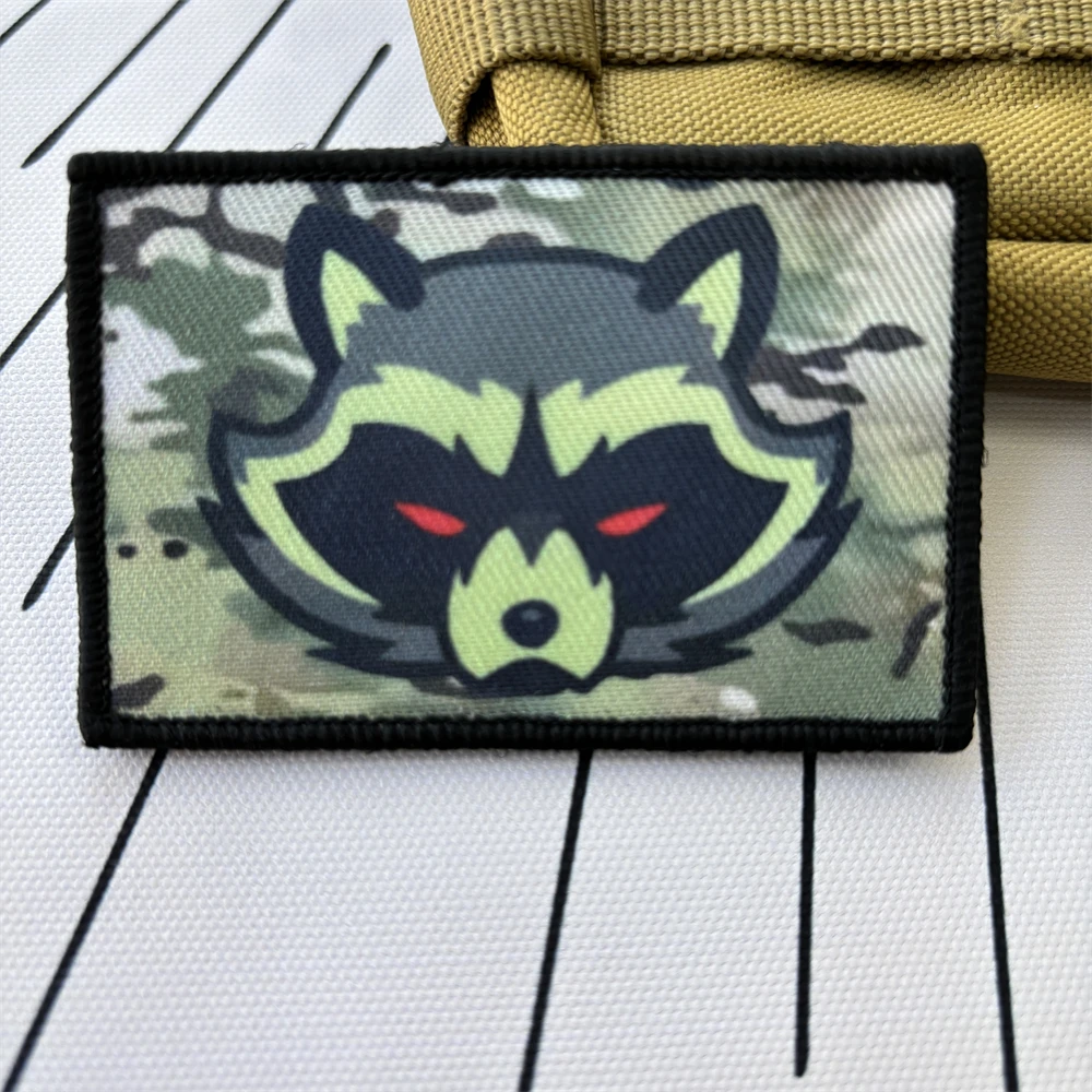 Parches tácticos Subdued Multicam Trash Panda moral, Parche de gancho y bucle impreso divertido, insignia militar, pegatinas de mochila - imagen 3