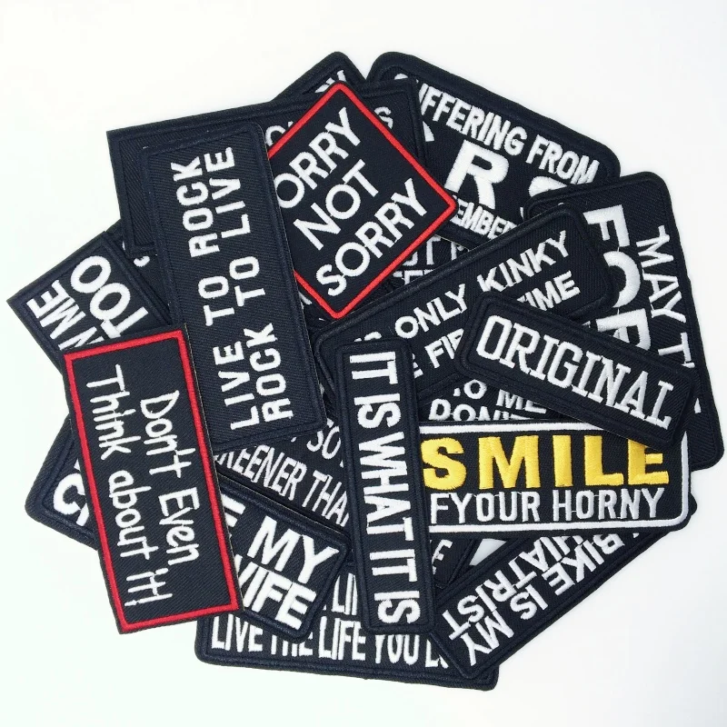 Parches bordados de texto para ropa, pegatinas para planchar, apliques para ropa, chaqueta, Jeans, conjunto de rayas, 20 unidades por lote