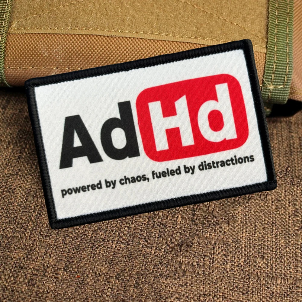 Parches tácticos "ADHD", divertidos estampados de UAV, cierre de gancho y bucle, insignia de moral militar, brazalete, pegatinas para mochila - imagen 3