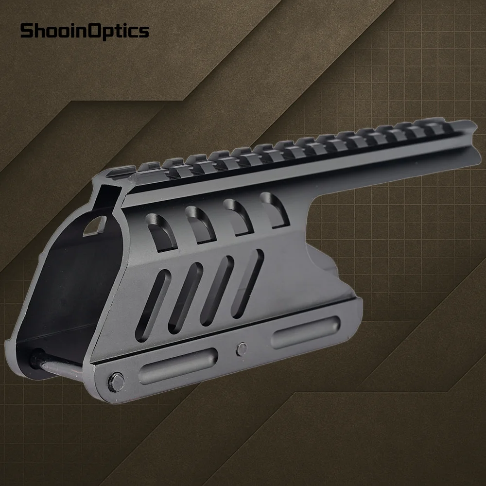 Soporte de alcance de aluminio para riel de sillín de escopeta Remington 870, adaptador Picatinny de 20mm para mira óptica de caza - imagen 3