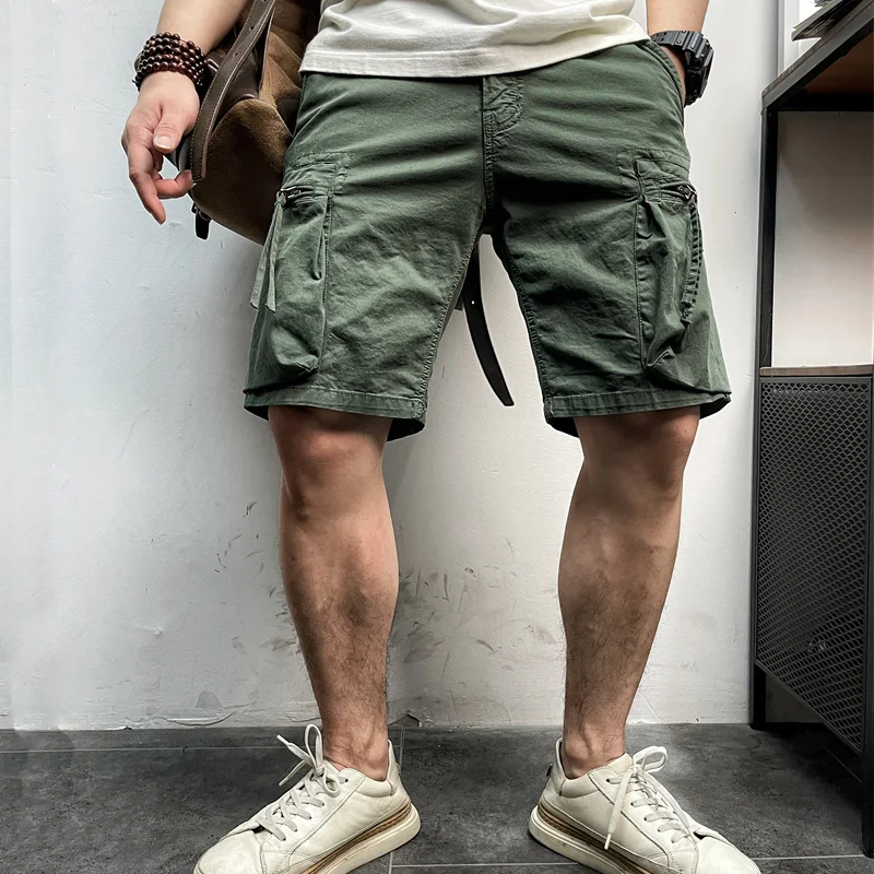Pantalones cortos de verano para hombre, Shorts Cargo con múltiples bolsillos, ligeros, transpirables, de alta calidad, con cintura elástica, talla grande 29-38 - imagen 4