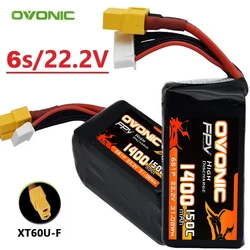 Batería LiPo OVONIC 6S 22,2 V 1400mAh 150C para helicóptero RC Quadcopter Dron de carreras con visión en primera persona piezas con batería XT60 Plug 6S