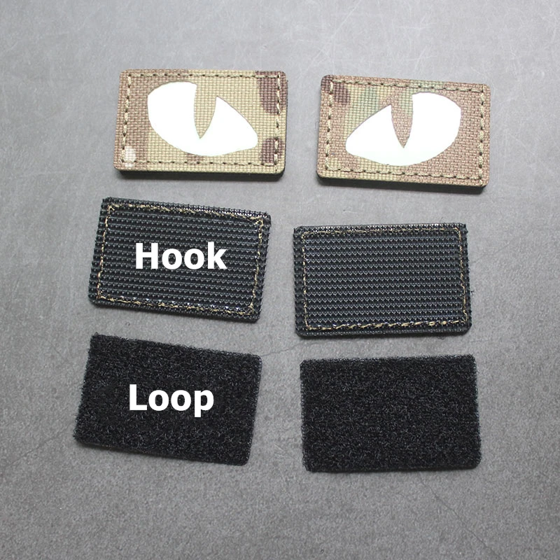Parches tácticos luminosos de ojos de gato que brillan en la oscuridad, apliques de combate para exteriores, insignias para ropa, decoración de mochila de casco, 1 par - imagen 4