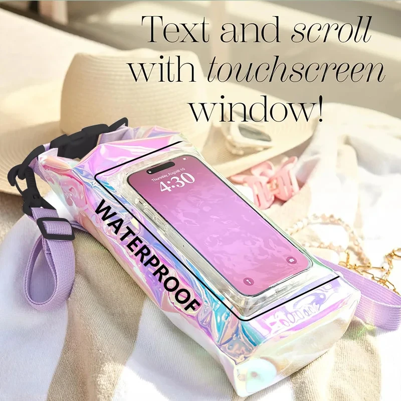 Bolsa seca para natación de 2L, pantalla táctil, impermeable para exteriores, hombro, Kayak, senderismo, playa, deriva, paquete de PVC, Rafting, surf, canotaje - imagen 4