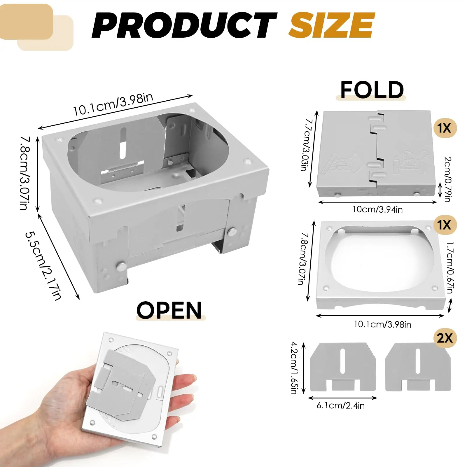 Juego de estufa plegable, aparato de cocina de combustible sólido, estufa portátil para mochilero con soporte estable y cortavientos para acampar al aire libre - imagen 3