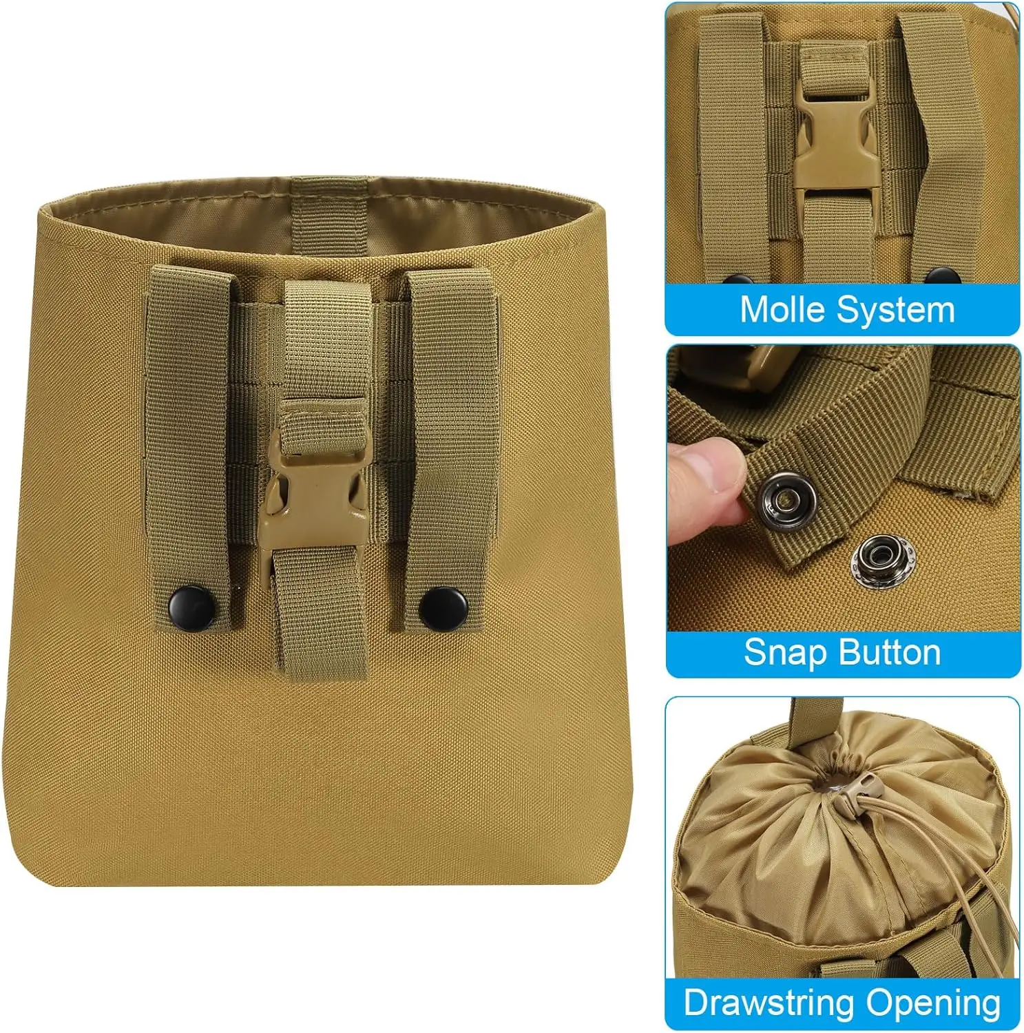 Bolsa de basura, bolsa de cintura plegable con cordón enrollable, paquete de almacenamiento de herramientas de utilidad, mochila, accesorios, tiro, escalada al aire libre S