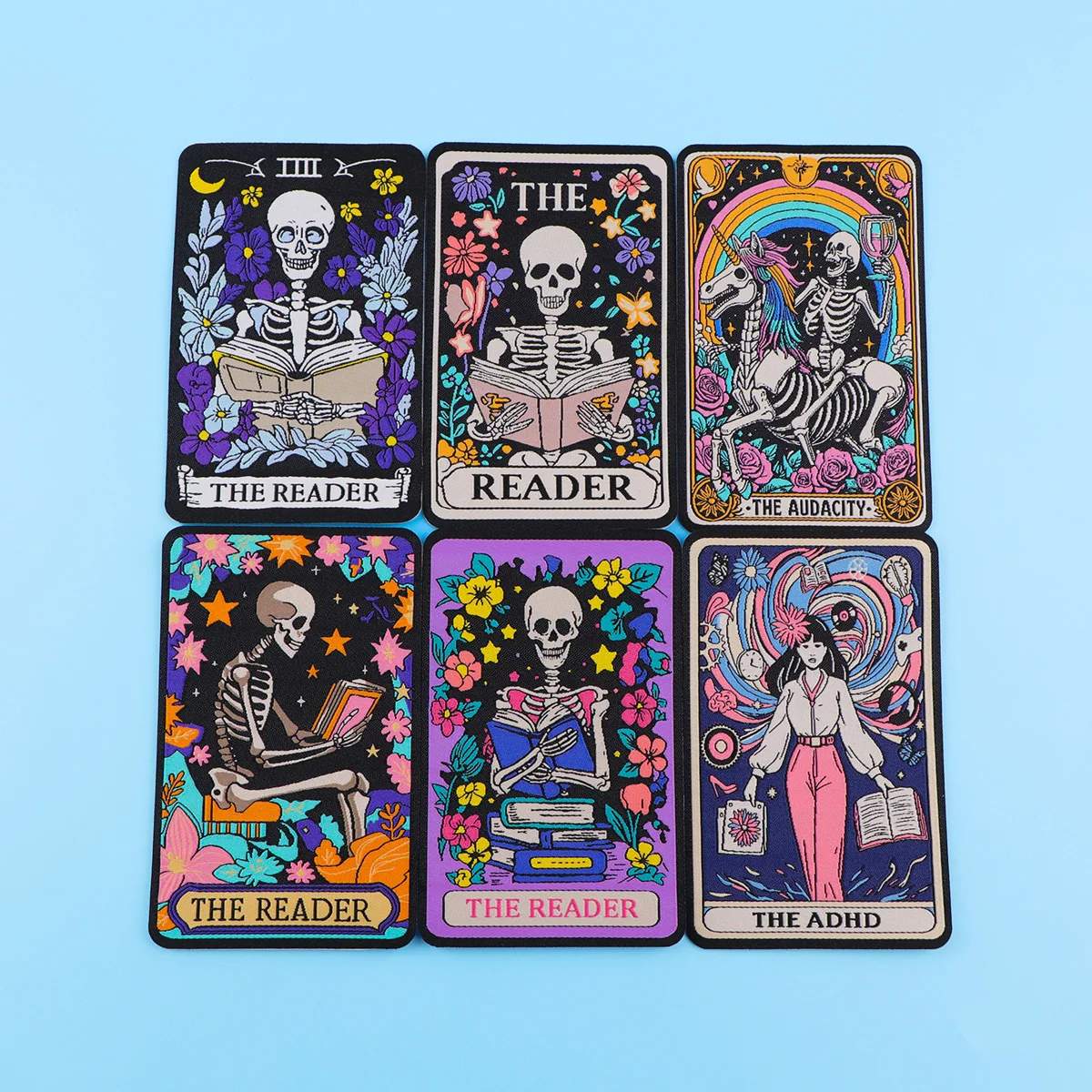 Parche para planchar con Tarot de esqueleto, parche para ropa, parche bordado TDAH, accesorios de ropa, pegatinas de costura - imagen 3
