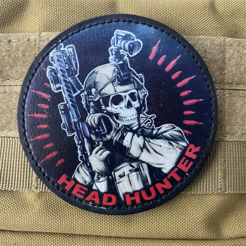 Insignia táctica de cazador de cabeza, parches militares de moral de PVC, emblema de pegatina de gancho y bucle, mochila - imagen 4