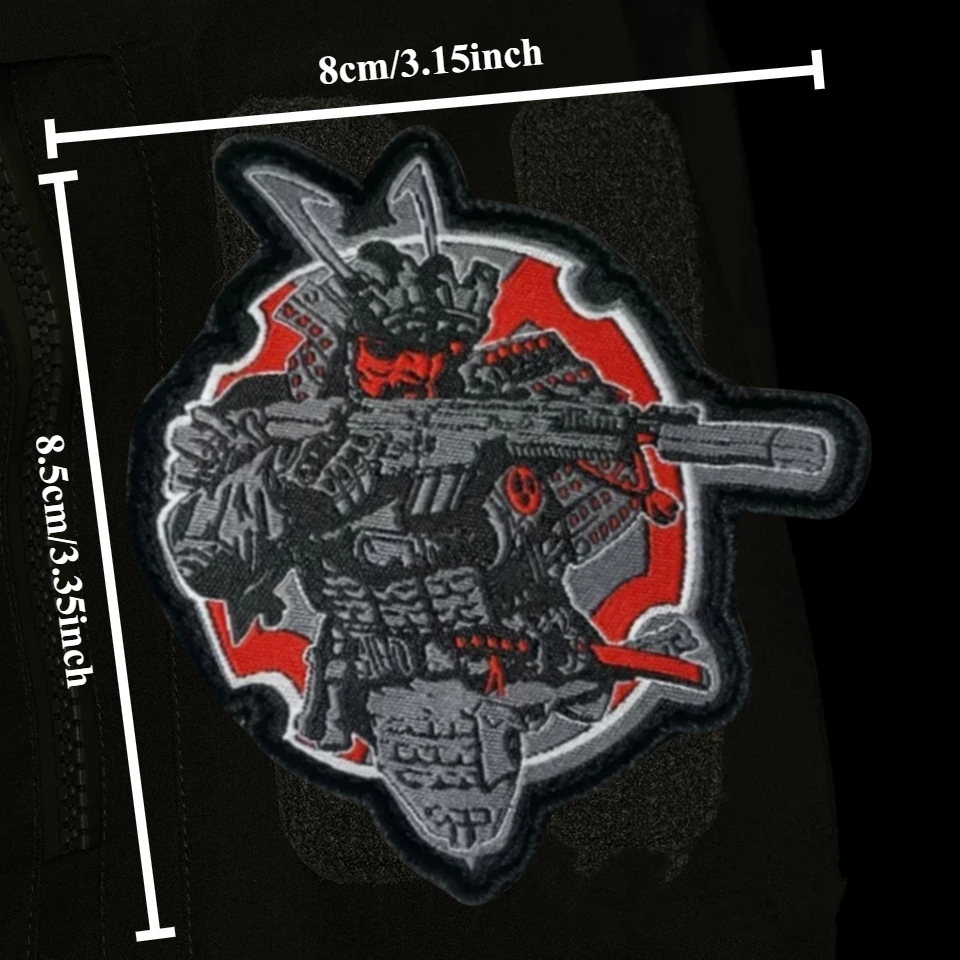 Insignia de moral samurái japonés, parche de gancho y bucle bordado táctico Chevron para ropa, brazalete del ejército militar, pegatinas para mochila - imagen 3