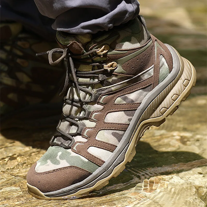 Botas de combate de camuflaje al aire libre, botas tácticas de desierto, zapatos de Entrenamiento Urbano para viajes, zapatillas de tobillo de senderismo para entusiastas militares - imagen 3