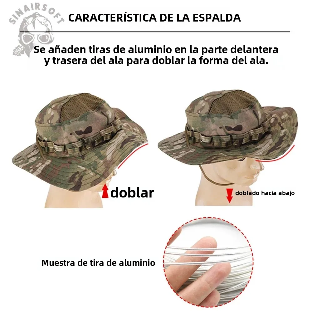 SINAIRSOFT-Sombrero táctico PRO de segunda generación con borde redondo, sombrilla de verano, gorra de pesca y senderismo, gorras para el sol al aire libre - imagen 4