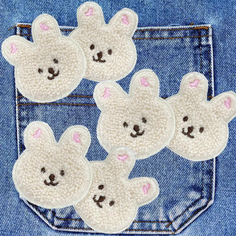 Parche bordado chenilla conejo y oso – dibujos animados para ropa - imagen 3