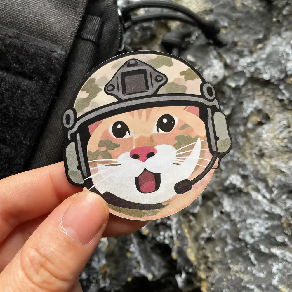 Parche Hakimi gato casco camuflaje táctico – Mochila y ropa - imagen 5
