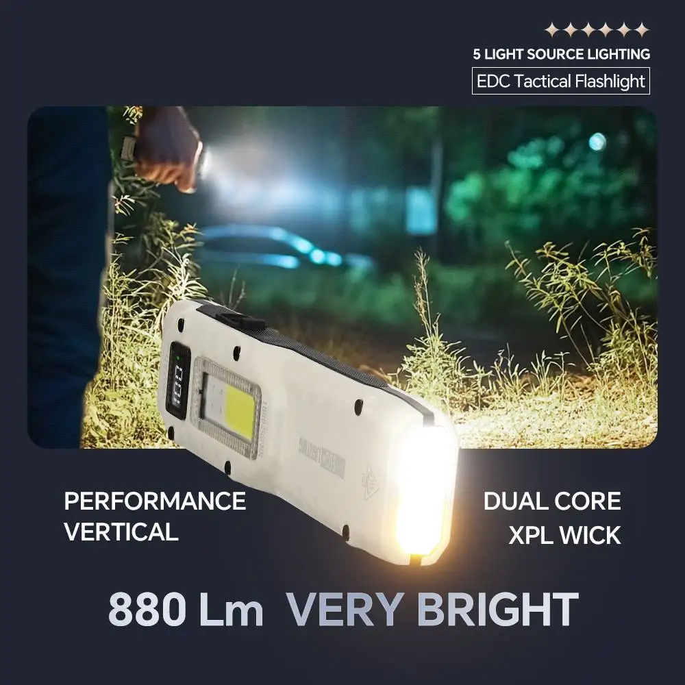 Linterna EDC táctica multiusos, potente linterna recargable por USB para exteriores, Camping, caza, pesca, luz de trabajo COB portátil - imagen 5