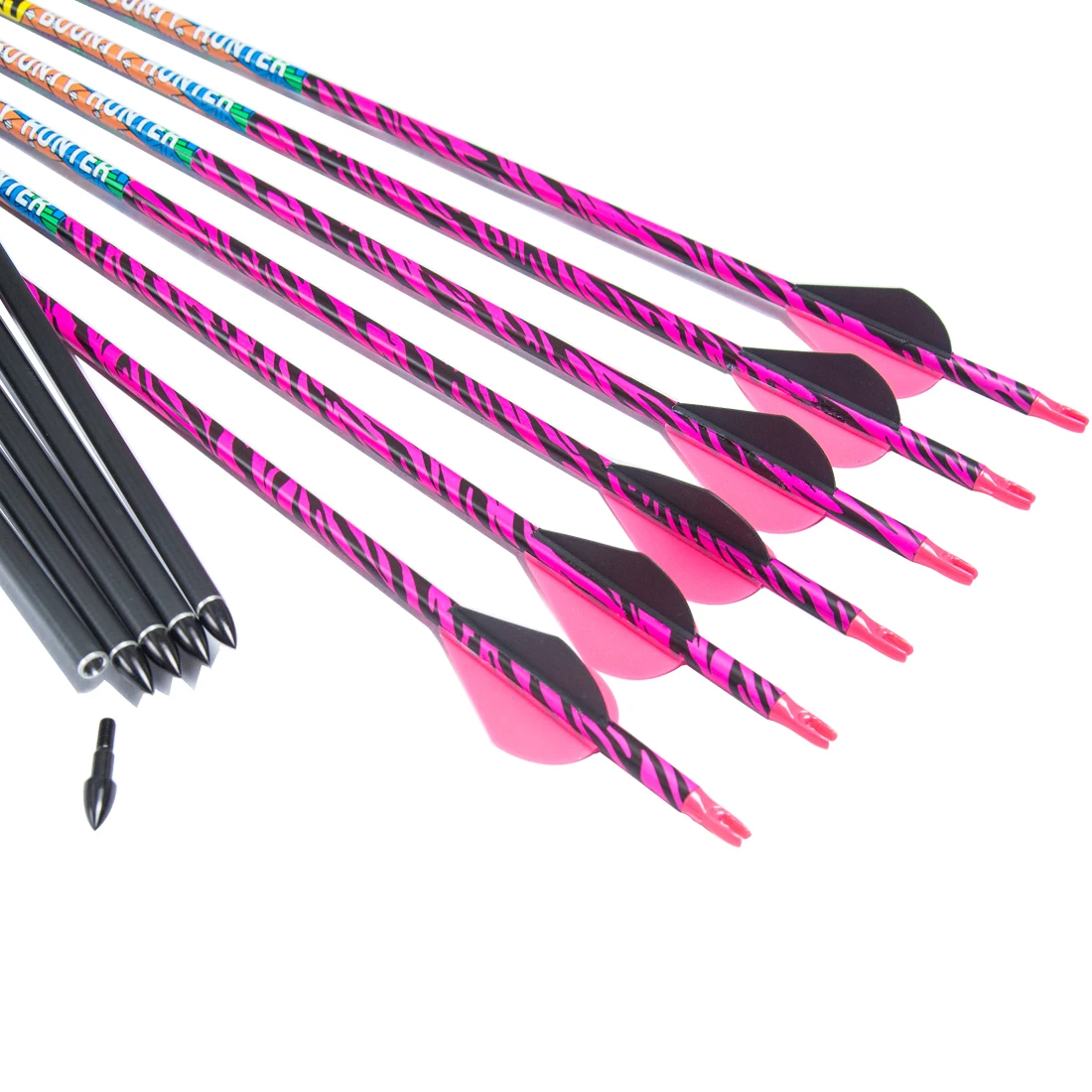 6 uds flechas de carbono puro ID6.2MM columna vertebral 300 340 30 pulgadas 2 pulgadas paletas de plástico puntas de 75gr arco compuesto arco tradicional Hunitng - imagen 3