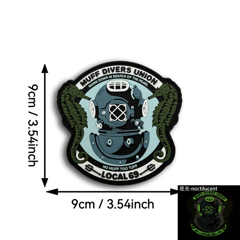 Parche de gancho y bucle de PVC para buzo, insignia moral para exteriores, insignias tácticas, accesorios de ropa, parches noctilucentes