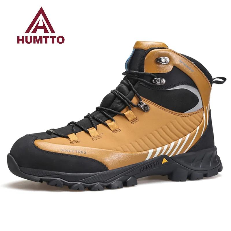 HUMTTO 2023, zapatos de senderismo de cuero de vaca, botas de caza impermeables para hombre, botas tácticas, zapatos de Trekking al tobillo, zapatillas de deporte para hombre al aire libre - imagen 3