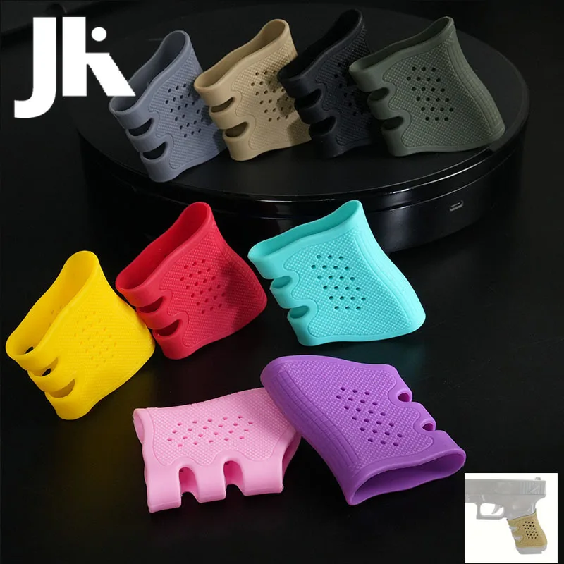 Funda de agarre antideslizante de goma para pistola táctica, guante protector transpirable antideslizante para AR15 HK416 G17 G19 G22, accesorio de caza - imagen 2