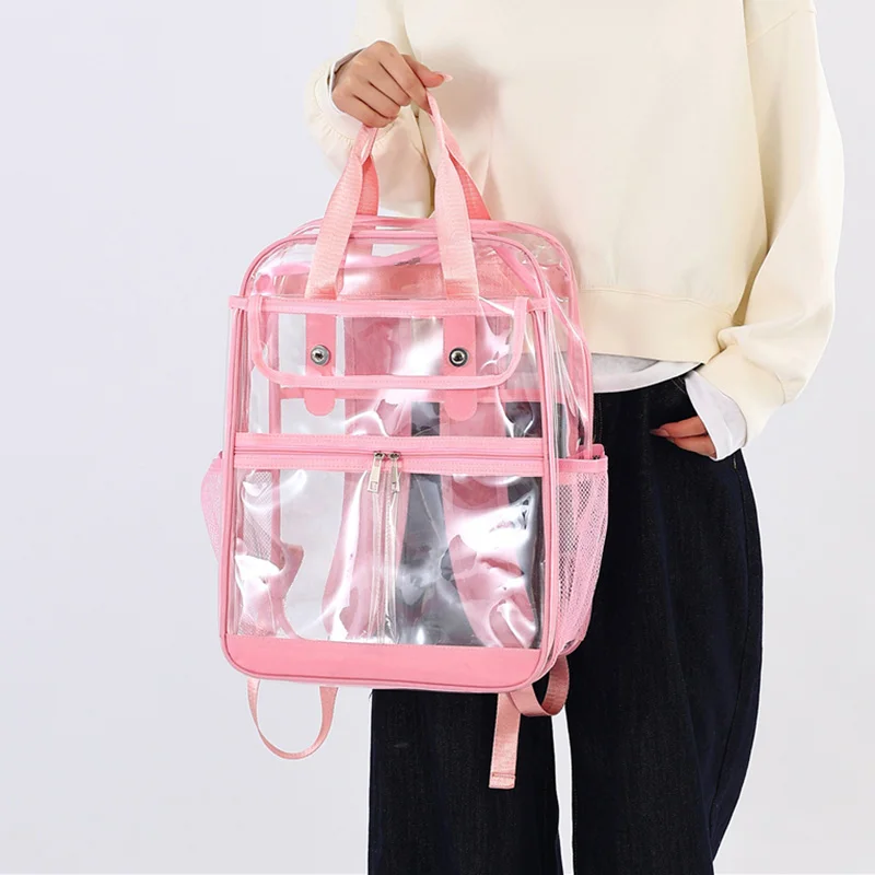 Mochila transparente de verano, mochila de PVC transparente, bolsa impermeable para teléfono móvil para playa, bolsas de viaje para senderismo al aire libre, mochila escolar para conciertos - imagen 3