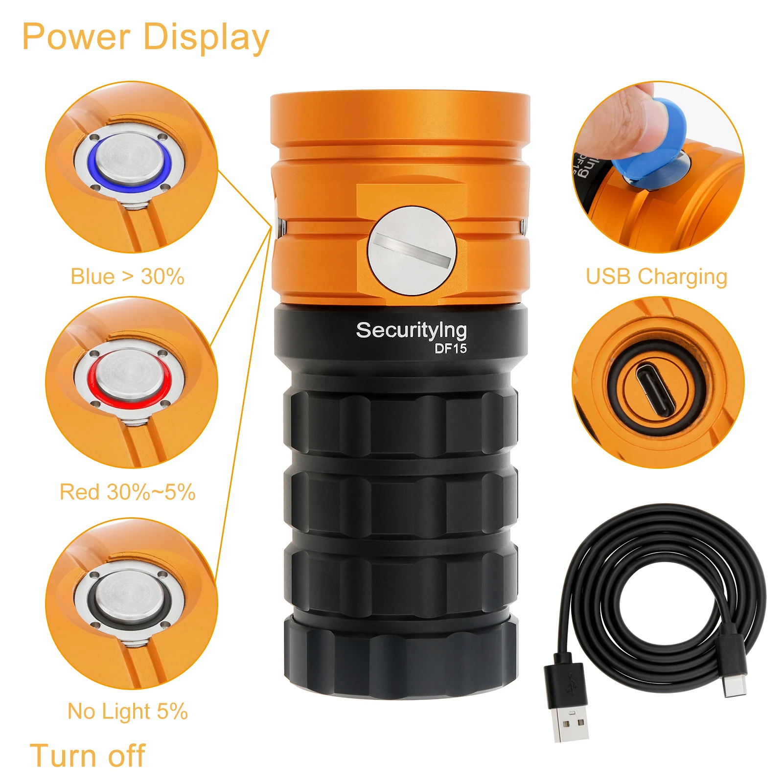 Secuitying-linterna subacuática de 25000LM para buceo profesional, fotografía subacuática, 100M - imagen 5