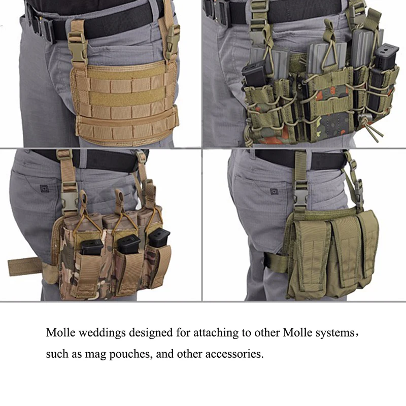 Plataforma táctica de pierna caída Molle, Panel ajustable para pierna y muslo, tablero colgante, bolsa con Clip para cartuchos portátil, alforja para mallas - imagen 3