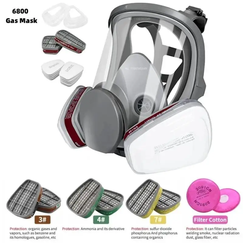 Máscara de Gas químico 6800, respirador de polvo, filtro de máscara facial antiniebla para Gas ácido Industrial, insecticida de pintura en aerosol de soldadura - imagen 3