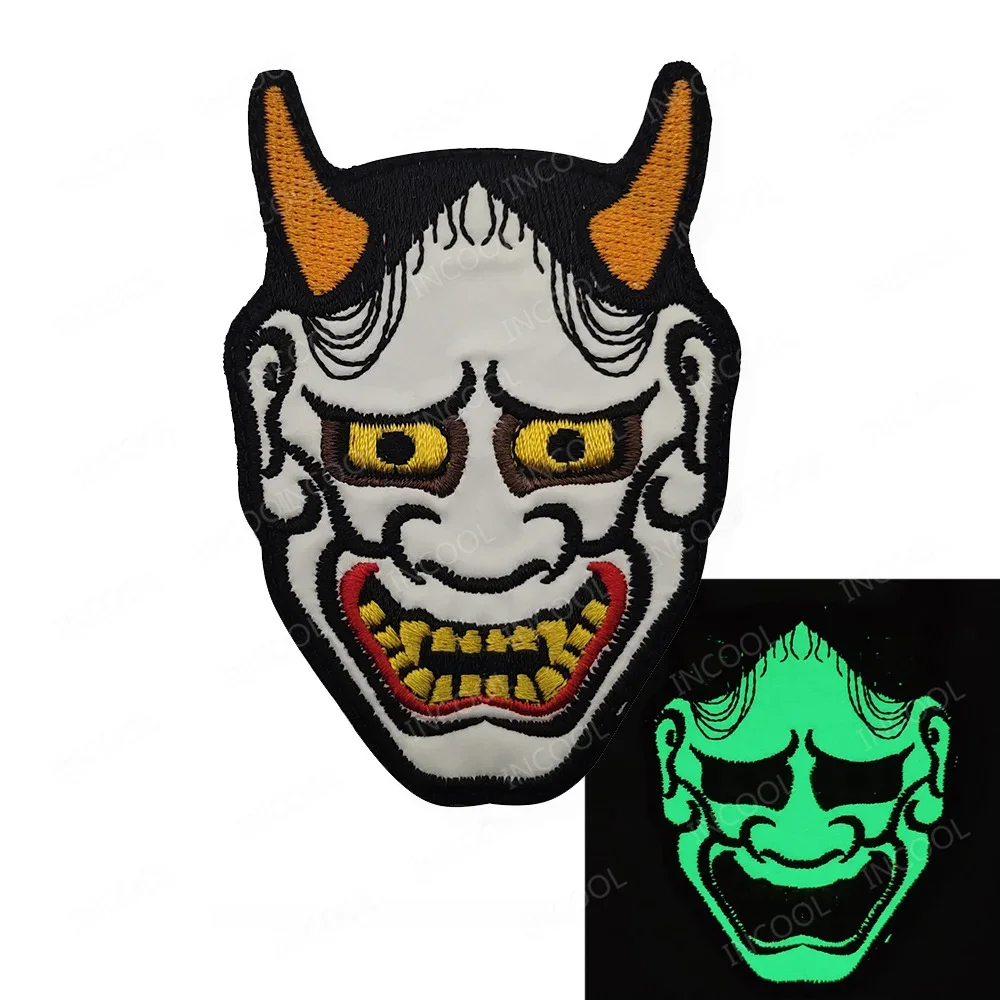 Parches de PVC de goma para máscara de diablo japonesa, bordado de calavera de Dios de la muerte, brazalete decorativo para hombro, aplique para chaqueta - imagen 5
