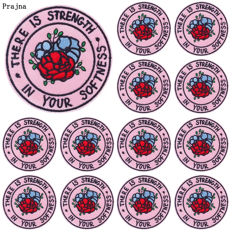 10 unids/lote de parches bordados de flores y letras de dibujos animados, parche de letras de idioma positivo, parches para planchar para ropa, insignias para coser DIY - imagen 5