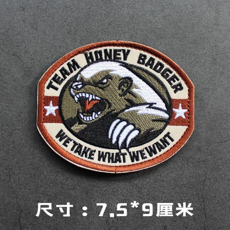 Accesorios para bolsa al aire libre, insignia poligonal bordada Pingtouge de tejón de miel, mochila, cortavientos, chaqueta de moral, parche con gancho - imagen 5