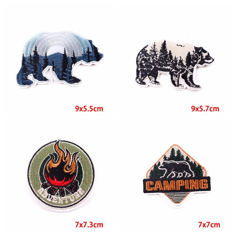 Parche bordado de aventura de montaña, parches termoadhesivos para planchar en la ropa, pegatina de costura de viaje, 10 unids/lote - imagen 4