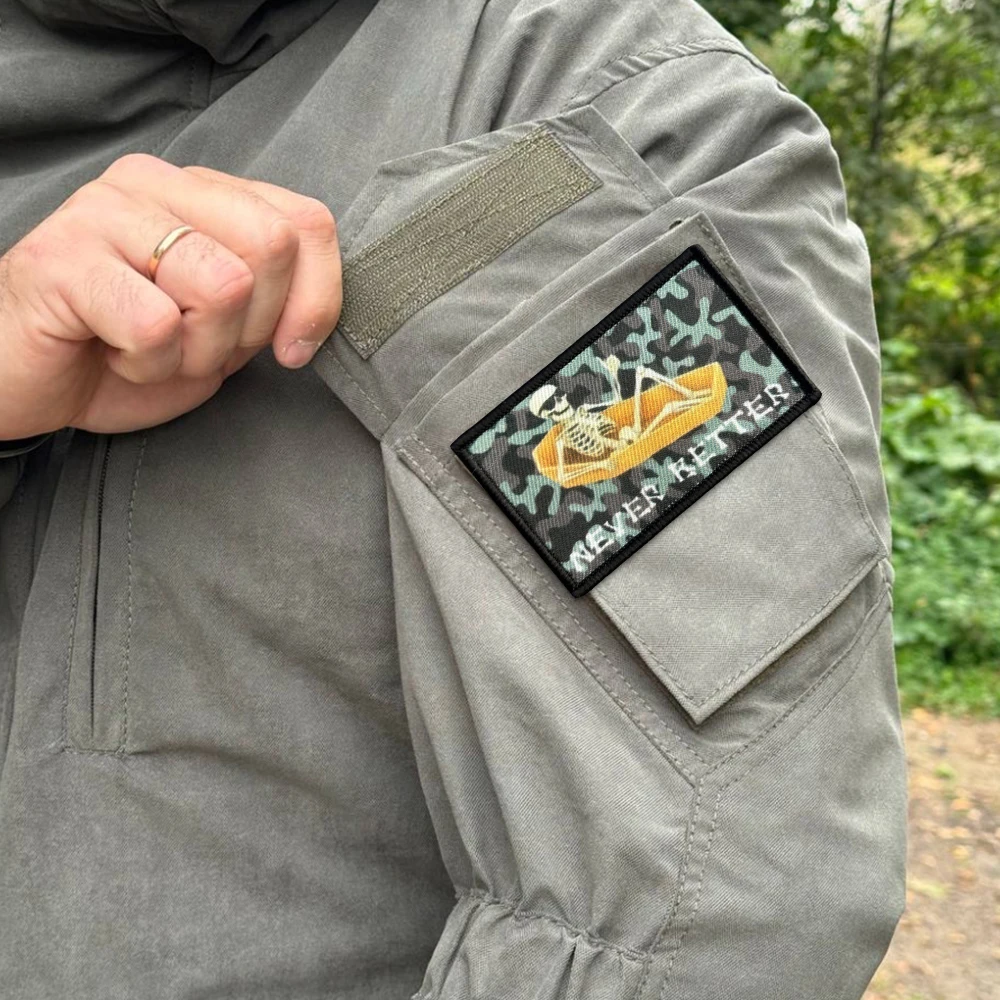 Never Better-insignia de moral de calavera, parches tácticos para ropa, parche de gancho y bucle, brazalete militar, pegatinas decorativas para mochila - imagen 4