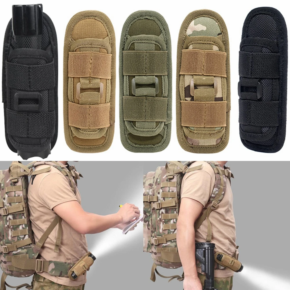 Bolsa táctica Molle para linterna, funda de nailon para linterna, soporte de luz LED para caza al aire libre, funda de transporte para linterna, bolsas para Camping y caza - imagen 5