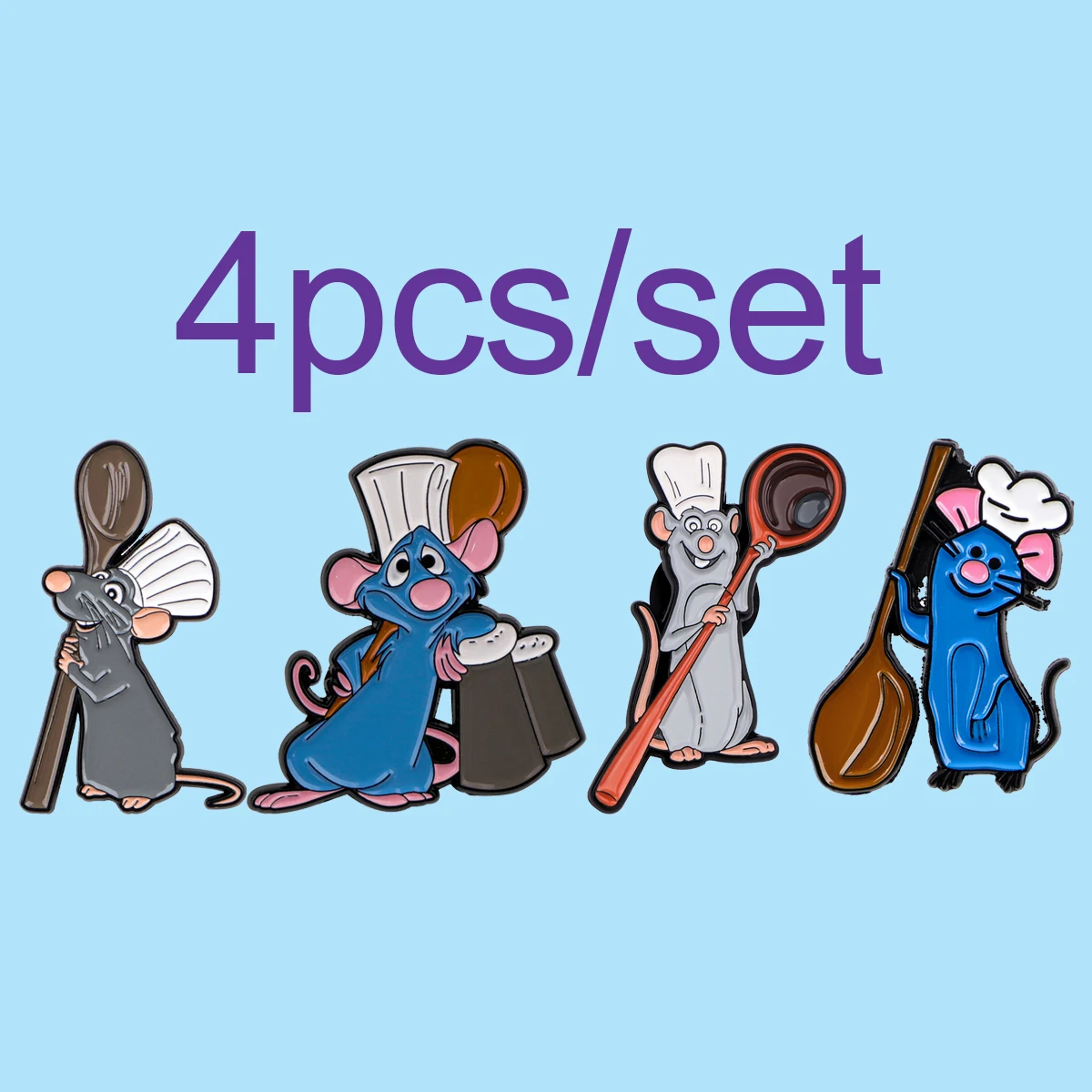 4 unids/set de alfileres esmaltados de ratón bonito, conjunto de broche de animales de dibujos animados, Pin de solapa de Metal, insignia, accesorios para mochila, joyería, regalos para amigos