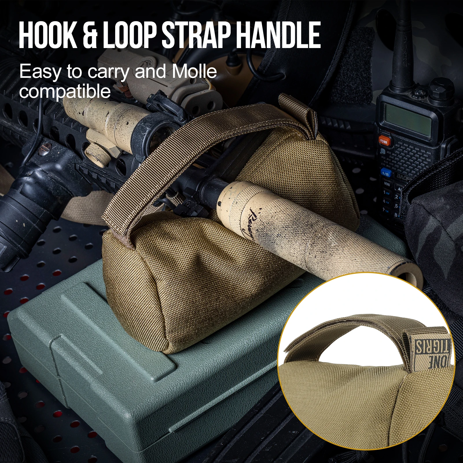 ONETIGRIS Bolsa de descanso para tiro, bolsas de descanso para banco de tiro preenchufadas, bolsas de soporte para pistola delantera y trasera, bolsas de arena con soporte para rango - imagen 5