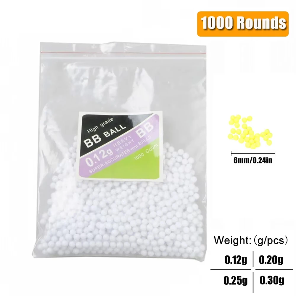 1000 balas Airsoft BB 0,12/0,2/0,25/0,3g caza tiro BB Strikeball 6mm para juegos de guerra combate Paintball Accesorios