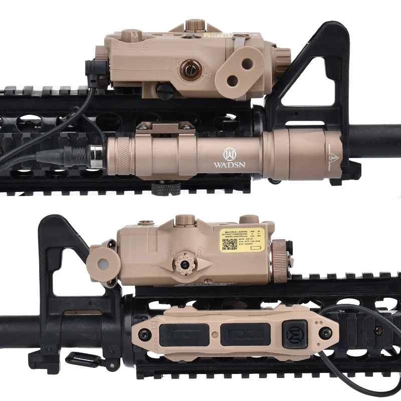 Airsoft-PEQ-15 táctico, punto rojo, verde, azul, sin luz blanca, interruptor de linterna, Láser de caza, Surefir M300, M600 - imagen 5