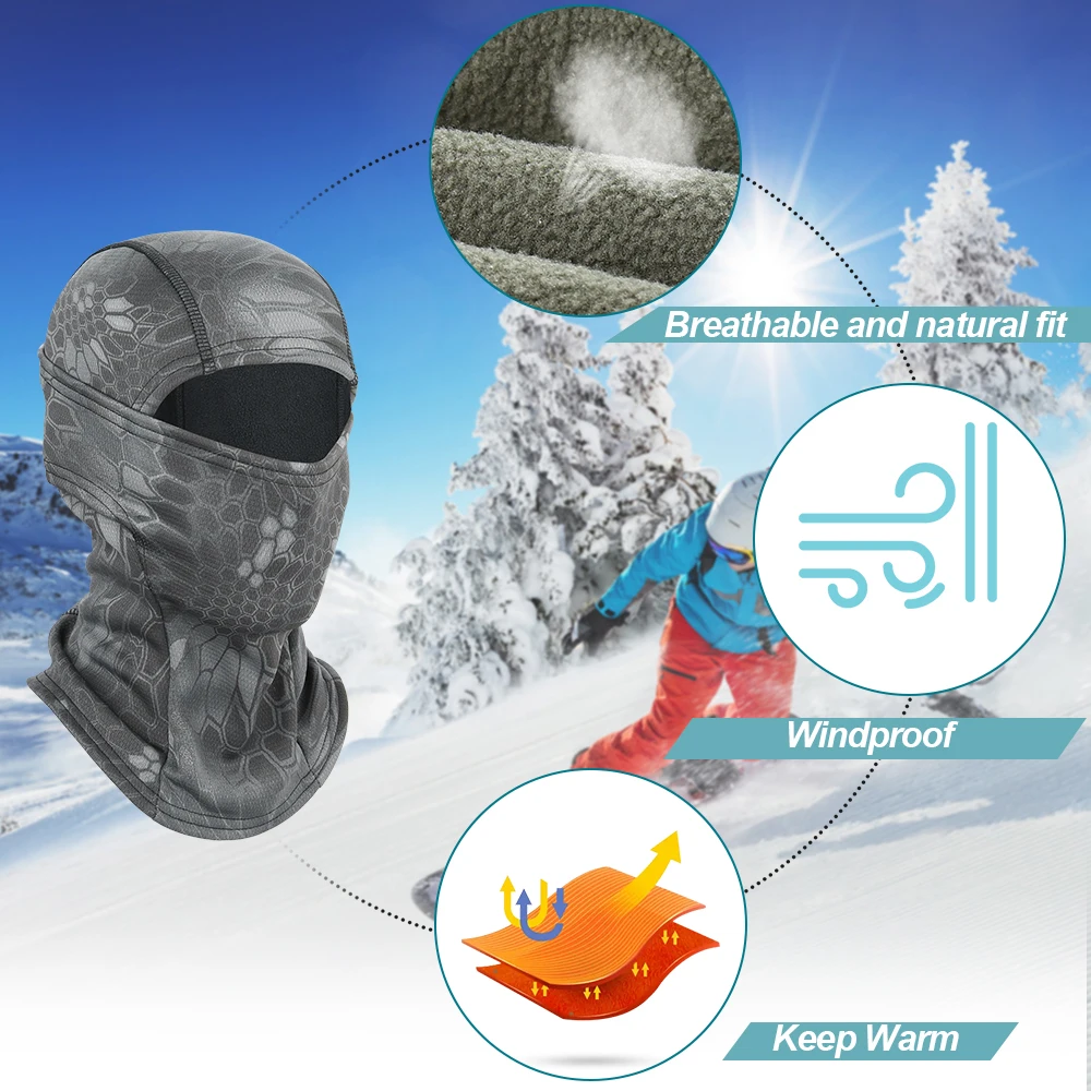 Pasamontañas para ciclismo, máscara facial de invierno para deportes al aire libre, esquí táctico, senderismo, caza, mantener el calor, forro polar para casco, bufanda, equipo para la cabeza - imagen 5