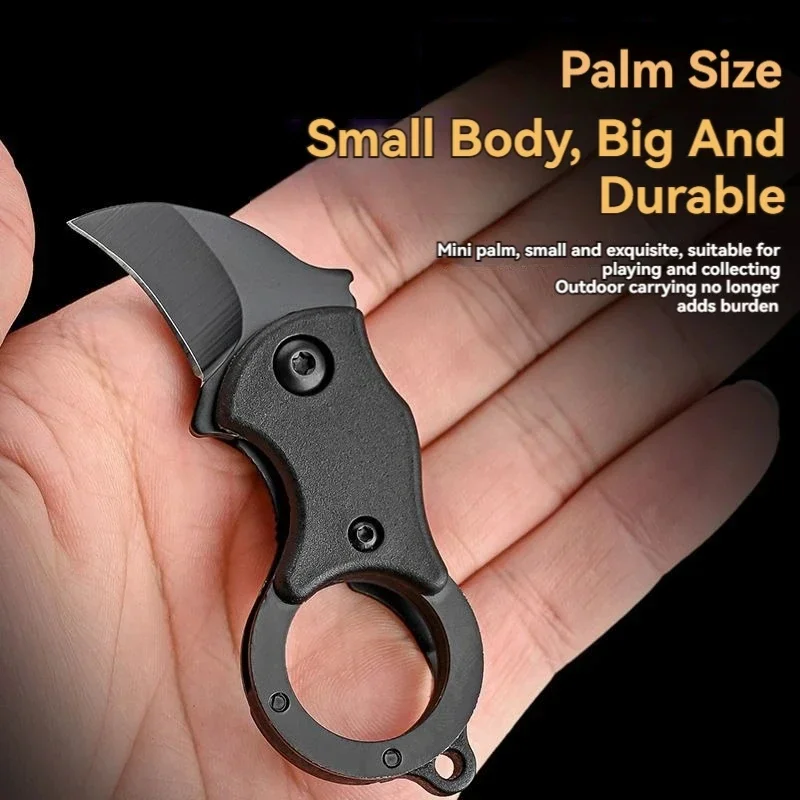 Mini cuchillo de bolsillo acero inoxidable hoja fija EDC con cadena