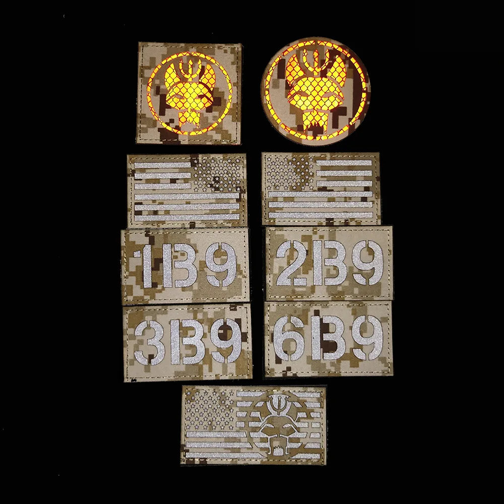 Insignia de identificación nocturna de tela IR reflectante, parche táctico 2B9 para parches de ropa en ropa, gancho y anillo de costura militar - imagen 3