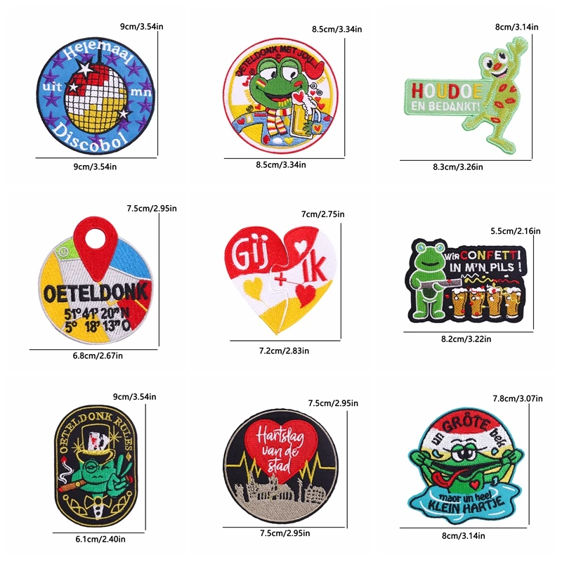 Parche con emblema de Oeteldonk de Países Bajos, parche bordado para planchar, parches para ropa, parche para coser Carnaval de Países Bajos, venta al por mayor, 5 uds. - imagen 2