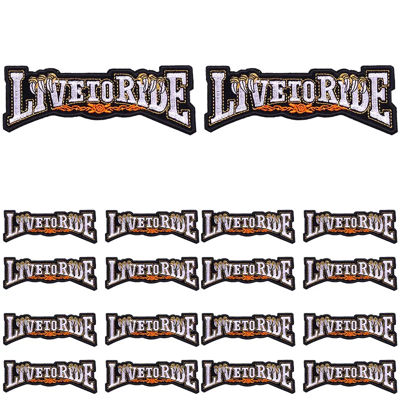 Parche bordado de Live To Ride para motociclista, parches de planchar para ropa, chaqueta, coser/Aplicación de planchado, 10 unids/lote - imagen 4