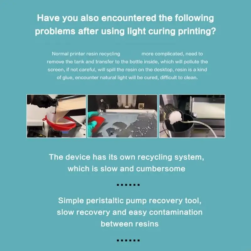 J1HC potente ER03 Auto Light Curing Resina Reclamador eléctrico Versalado cabezal giratorio filtrado para impresión 3D - imagen 2