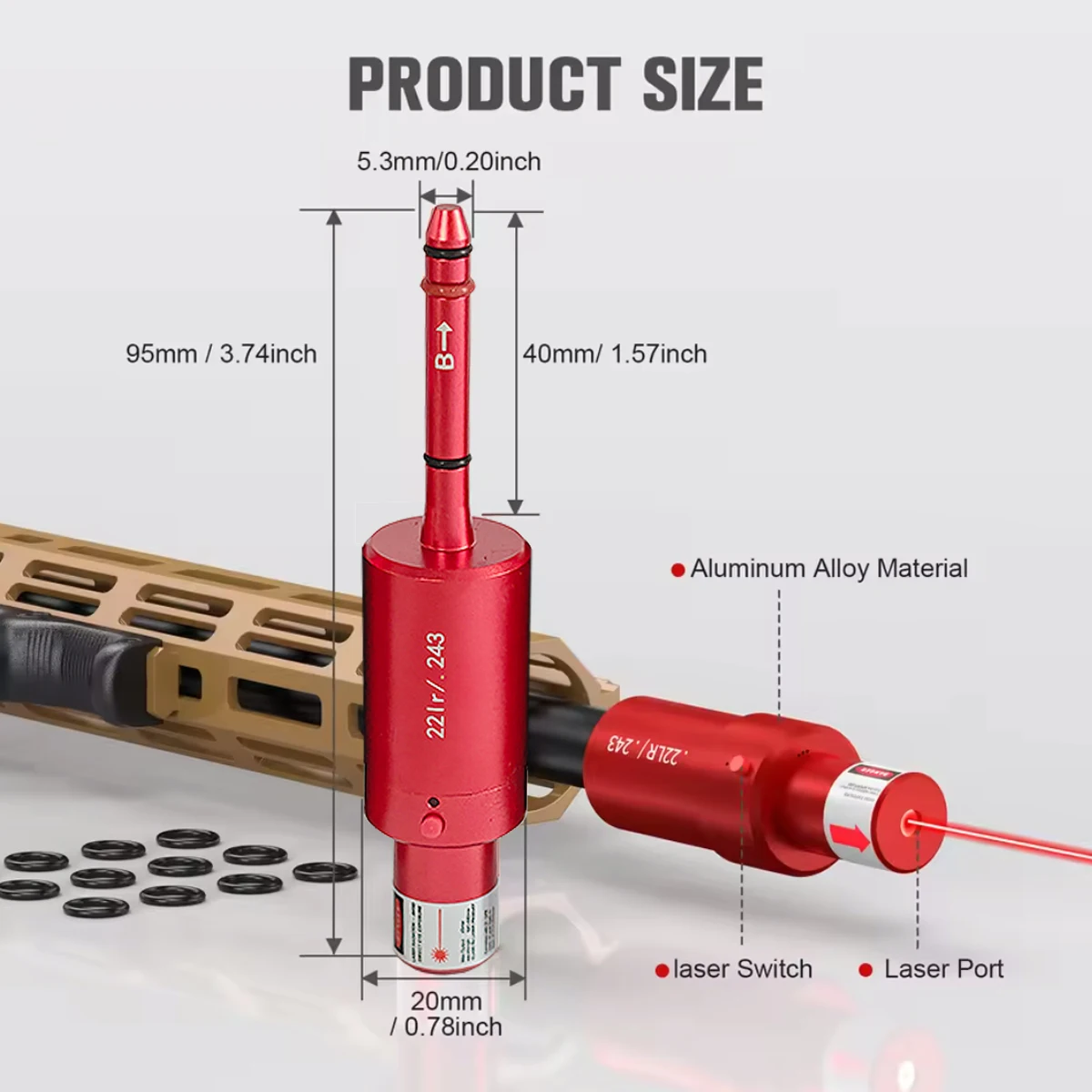22LR..243 Entrenador de emisiones láser rojo controlado por voz 12GA 9 mm Disparo láser Entrenamiento de fuego seco Calibrador de luz infrarroja 2 en 1 - imagen 3