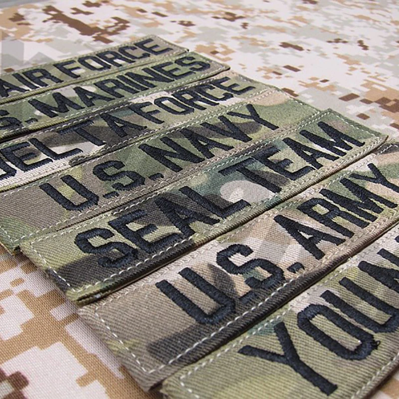 Parche de bordado de letras negras de fondo Multicam CP de cinta de nombre personalizado - imagen 3
