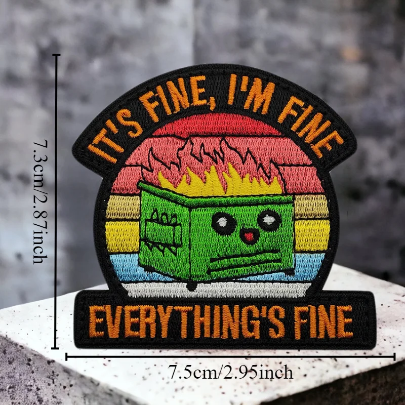 Parche bordado de cubo de basura de arcoíris, insignia de moral táctica con gancho y bucle, brazalete militar, mochila, parches adhesivos para ropa - imagen 3