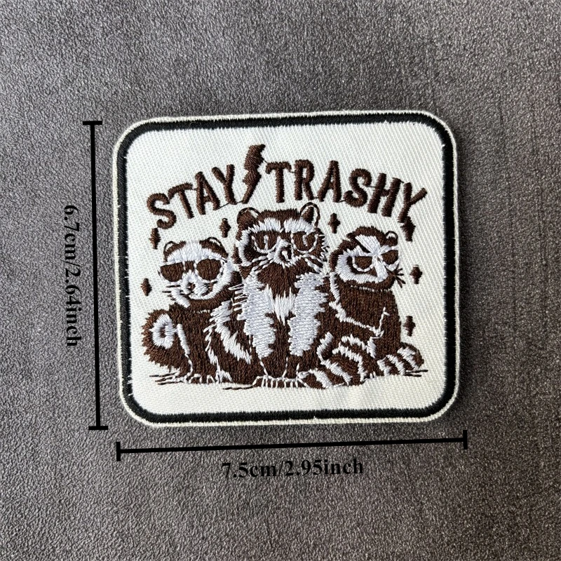 Parche bordado de mapache de dibujos animados tácticos, parche con gancho, insignia de moral, parches para ropa, pegatinas para mochila - imagen 5