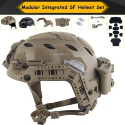 Kit de casco Airsoft FAST SF Modular integrado con luz de señal de riel de arco, caja de batería, cascos tácticos de caza