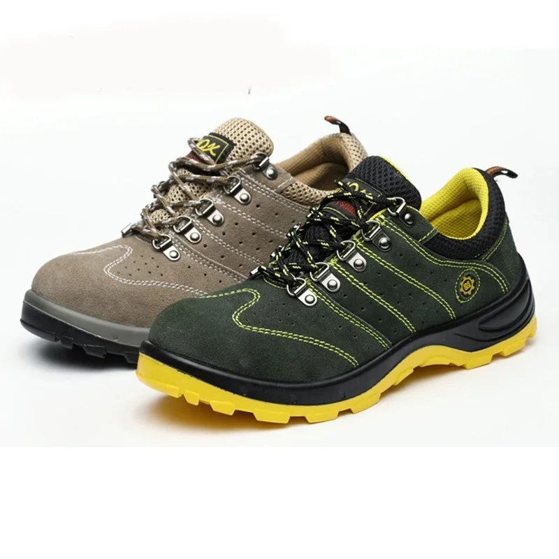 Zapato con puntera de acero para hombre, botas informales a prueba de perforaciones, transpirables, de cuero, para primavera, 2025, zapatos de trabajo de seguridad - imagen 3