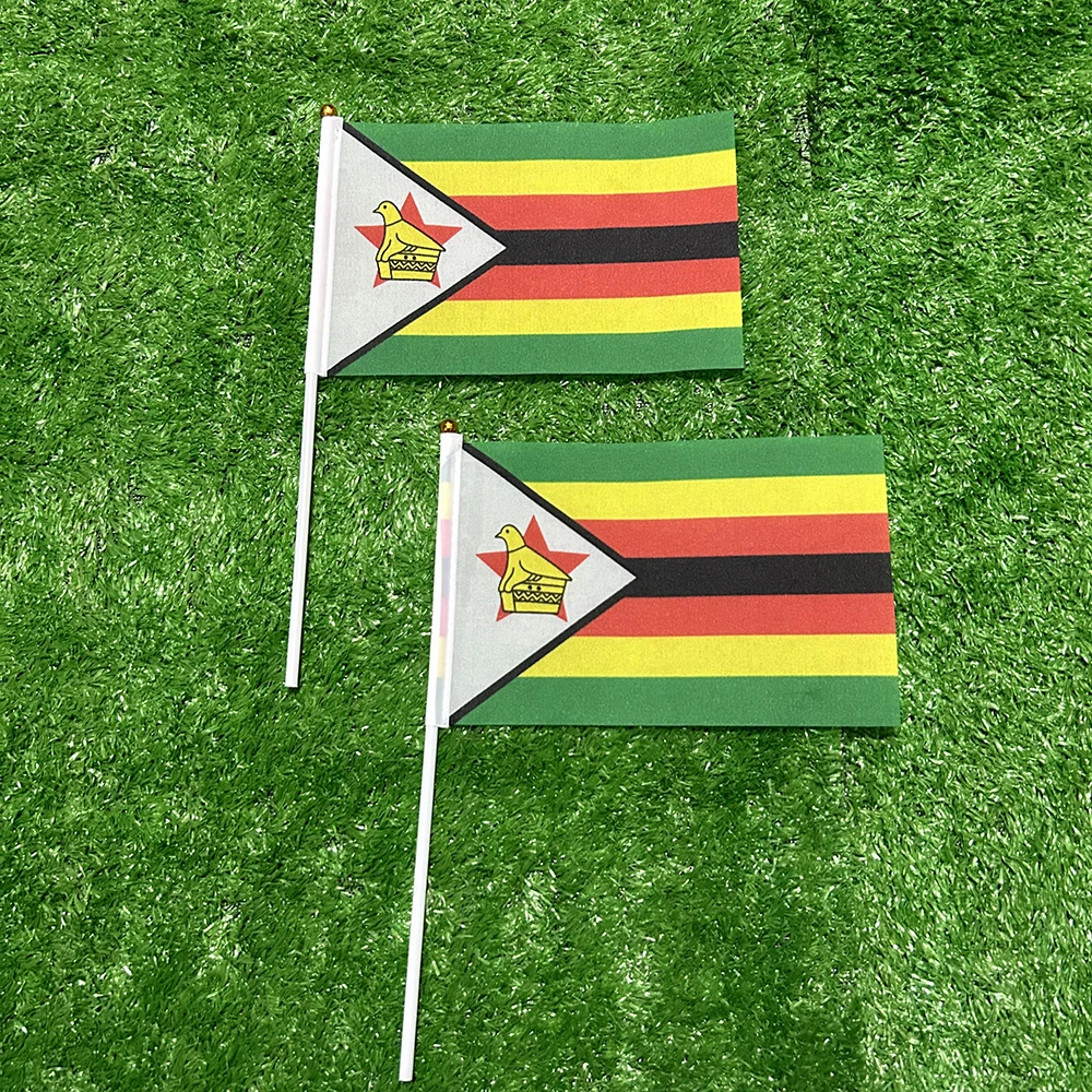Bandera de esquí, bandera de mano de Zimbábuey, 10/20/50/100 Uds., 21x14cm, banderas ondeantes de mano de Zimbábuey con poste de plástico para actividades deportivas, decoración del hogar - imagen 2